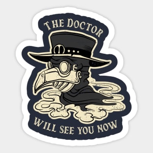 Plague Doctor will see you now Face Mask Vintage Retro Sticker